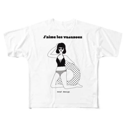 J'aime les vacances　 All-Over Print T-Shirt