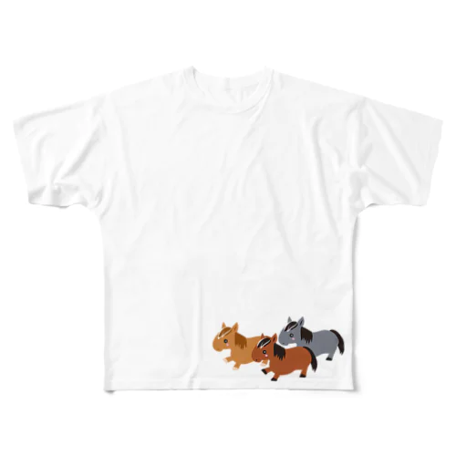 3HORSES☆馬の群れ（3頭） フルグラフィックTシャツ