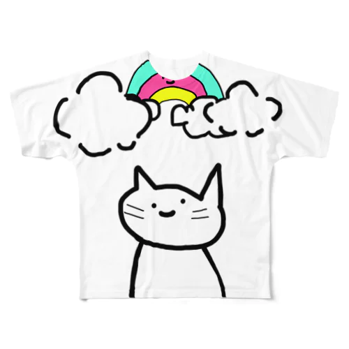 うーねこと雲（＆にじ） フルグラフィックTシャツ