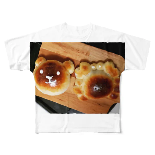 カニパンと熊パン フルグラフィックTシャツ
