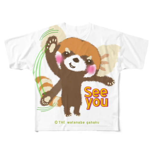 大耳のレッサーパンダ "See You" フルグラフィックTシャツ