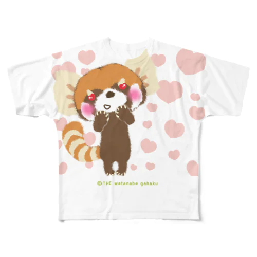 大耳のレッサーパンダ "LOVE" フルグラフィックTシャツ