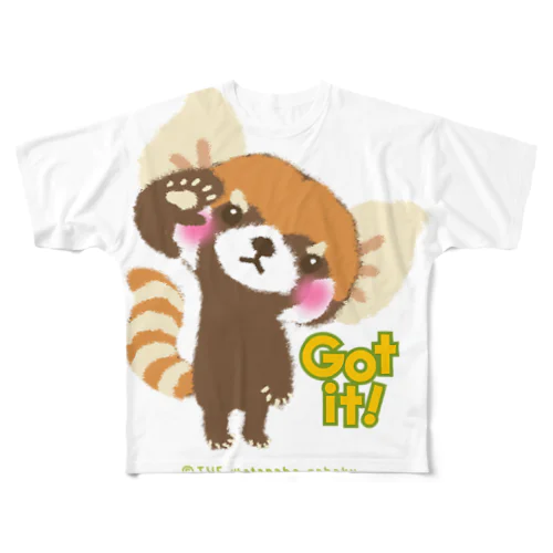 大耳のレッサーパンダ "Got it!" All-Over Print T-Shirt
