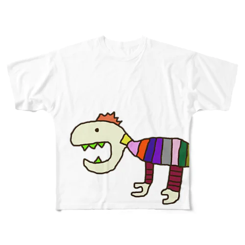 恐竜　デイノニクス フルグラフィックTシャツ