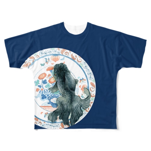 菊の器　紺 All-Over Print T-Shirt