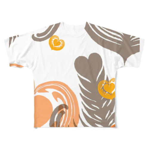 【ラテアート】レイヤーラテアート/オレンジブラウン All-Over Print T-Shirt