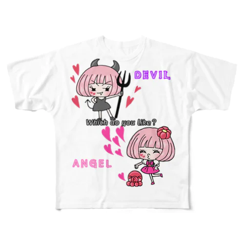 天使？悪魔？ フルグラフィックTシャツ