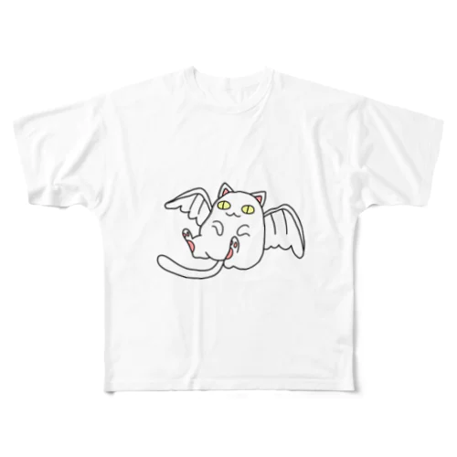 天使ネコ フルグラフィックTシャツ