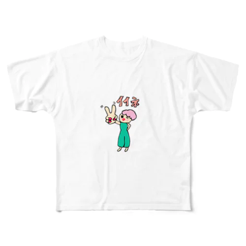 わたがし頭のモコモコMOMOCO フルグラフィックTシャツ