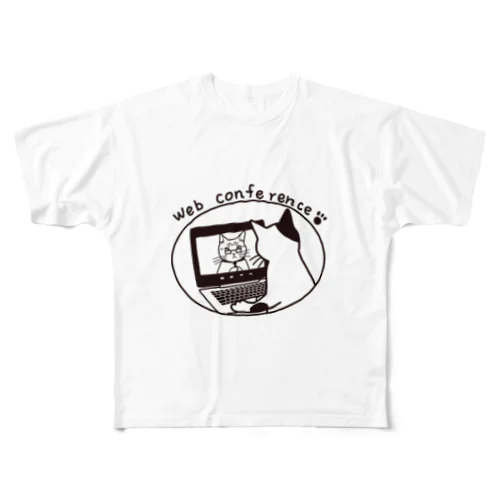 おうちでウェブ会議にゃ🐾 All-Over Print T-Shirt