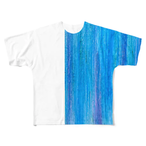 『青い雨（表裏印刷）』amayadori All-Over Print T-Shirt
