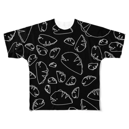 ながくないうつぼ ちらし 黒 All-Over Print T-Shirt