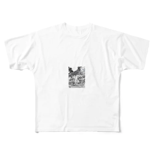 ブダペスト地下鉄　線画 フルグラフィックTシャツ