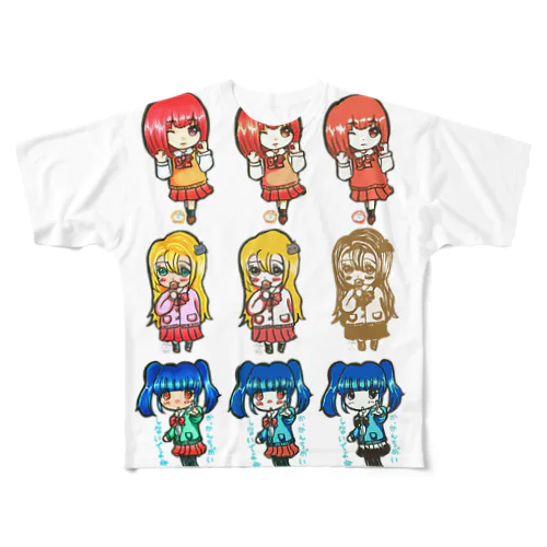 ３人娘3×3(みくさんコラボ) All-Over Print T-Shirt