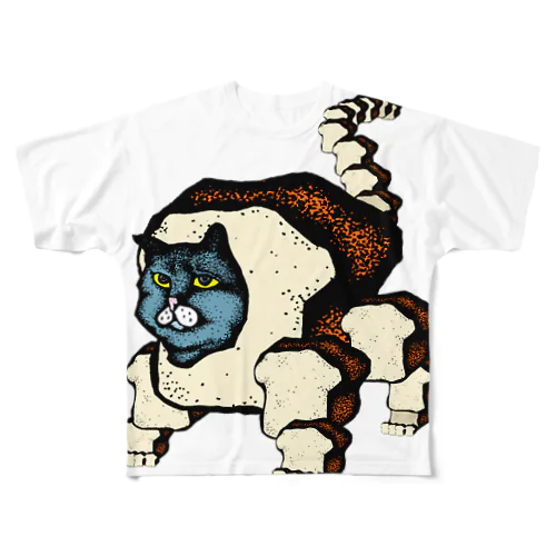 歩く猫「食パンNEKO」（色違いver. ） All-Over Print T-Shirt