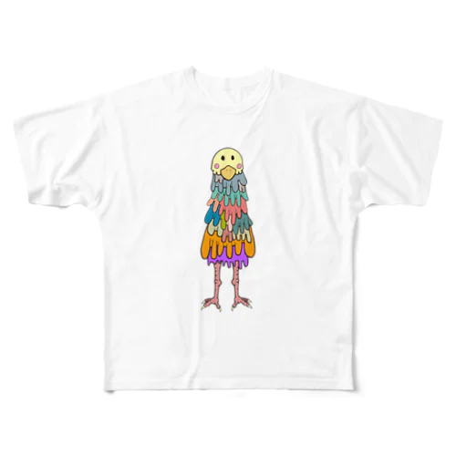 色とり鳥 フルグラフィックTシャツ
