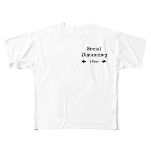 Social Distancing 6 Feet フルグラフィックTシャツ