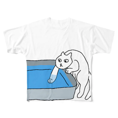 水が気になるねこ All-Over Print T-Shirt
