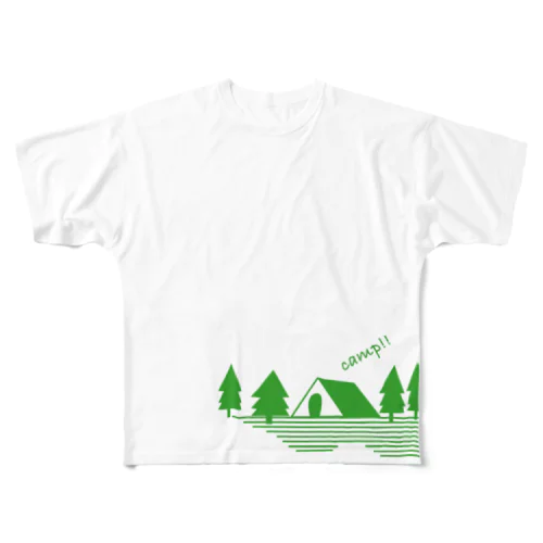キャンプ２ グリーン All-Over Print T-Shirt