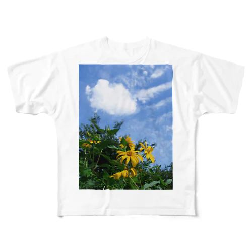 菊芋と空と雲　DATA_P_134　sky　cloud All-Over Print T-Shirt