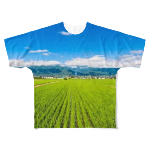 雄大な水田 フルグラフィックTシャツ