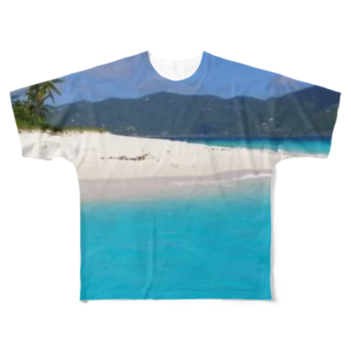 穏やかな南国のビーチ フルグラフィックTシャツ