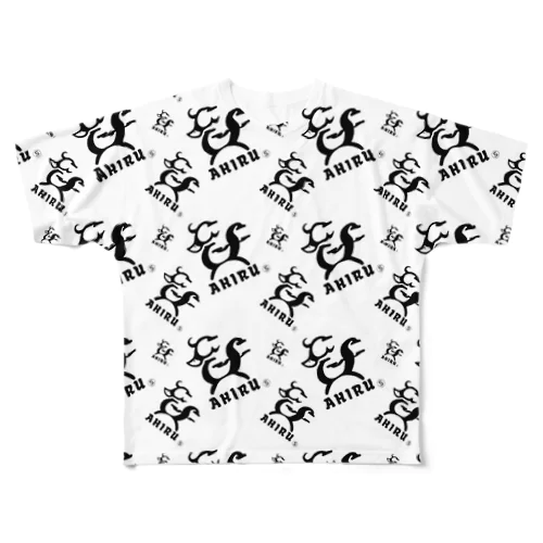 ahiru shopロゴ総柄 All-Over Print T-Shirt