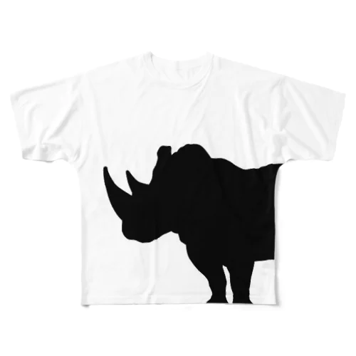 サイのシルエットのTシャツ All-Over Print T-Shirt