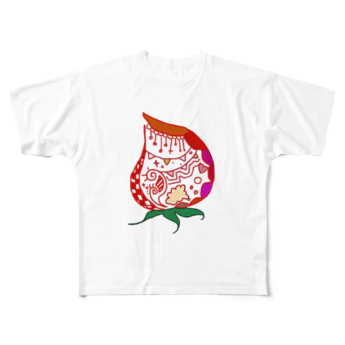 15🍓(red) フルグラフィックTシャツ