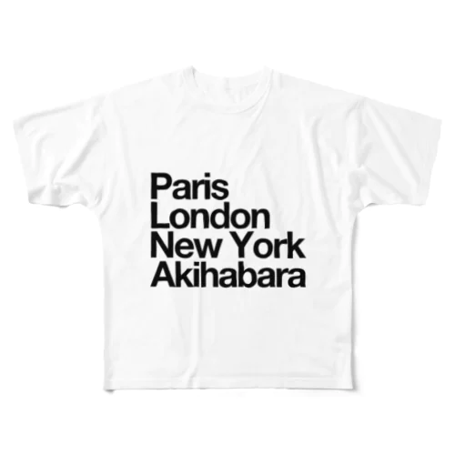 秋葉原 Paris London New York フルグラフィックTシャツ