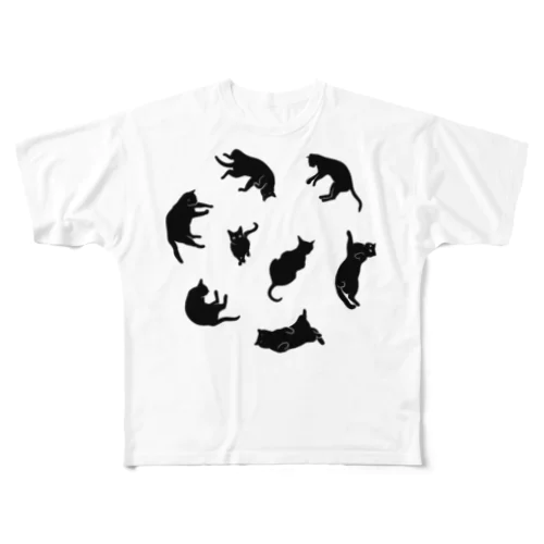 Kitties (Black フルグラフィックTシャツ