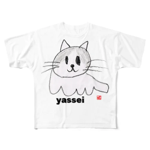 八生猫クレヨンイラストS All-Over Print T-Shirt