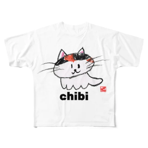 チビ猫クレヨンイラストS フルグラフィックTシャツ