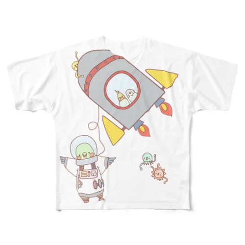 宇宙へ！ フルグラフィックTシャツ