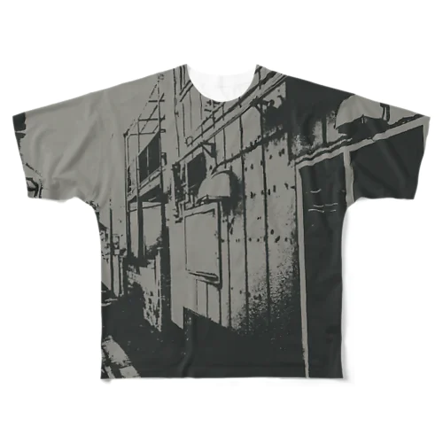 寄り道への誘い【黒】(フチ無) フルグラフィックTシャツ