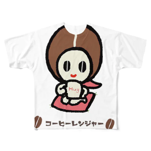 コーヒーレンジャーピンク フルグラフィックTシャツ