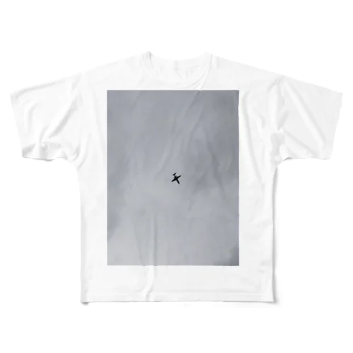 曇天-飛行機 All-Over Print T-Shirt