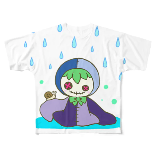雨の日の小さな友達 All-Over Print T-Shirt