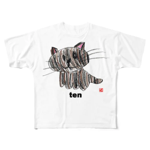 テン猫クレヨンイラストS All-Over Print T-Shirt