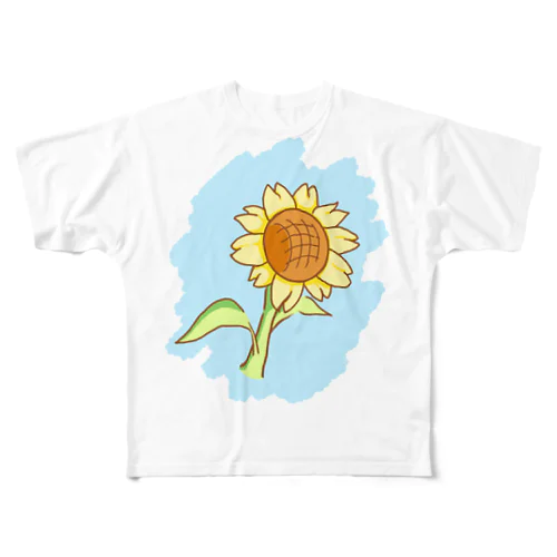 夏といえば向日葵(空色) フルグラフィックTシャツ