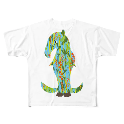 バクの森 Tシャツ（ブルー） All-Over Print T-Shirt