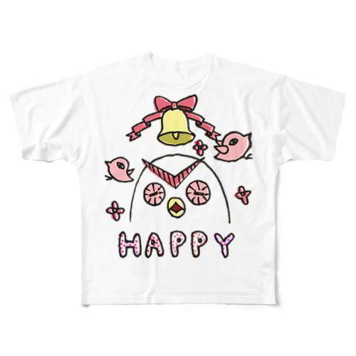 HAPPYフクロウ All-Over Print T-Shirt