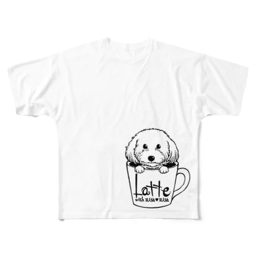 latte with RisaRisa フルグラフィックTシャツ