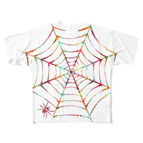 スパイダー・スパイダーウェブ／ビビッド All-Over Print T-Shirt