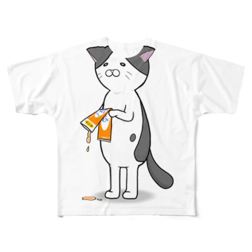 しょんぼり猫 フルグラフィックTシャツ