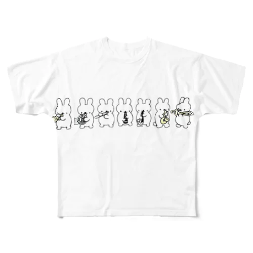 うさぎブラスバンド♪♪♪ All-Over Print T-Shirt