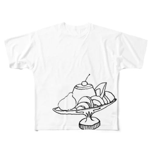 プリン・ア・ラ・モード　モノクロ All-Over Print T-Shirt