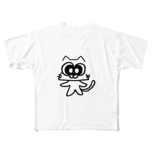 デカ目ねこ フルグラフィックTシャツ