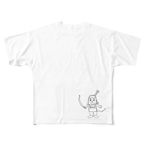武士犬 フルグラフィックTシャツ