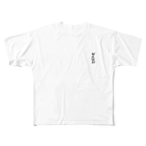 ミニピンのもずくちゃん(モノクロ) All-Over Print T-Shirt